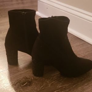 Black suede booties